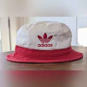 Adidas Unisex Two-Tone Red and White Foldable Bucket Hat